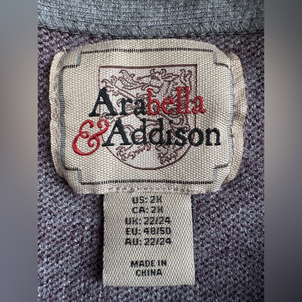 Arabella & Addison Gray Polka Dot Sweater‎ 2X Roll Tab Sleeve 3/4 Length EUC - Picture 3 of 6